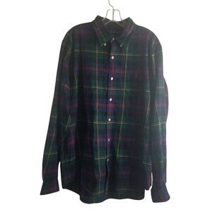 Ralph Lauren Men's Plaid Indigo Multi-Color Double-Faced 100% Cotton Shirt Sz XL
